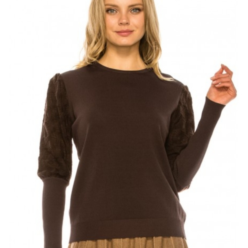 Elegant Brown Crew Neck Sweater